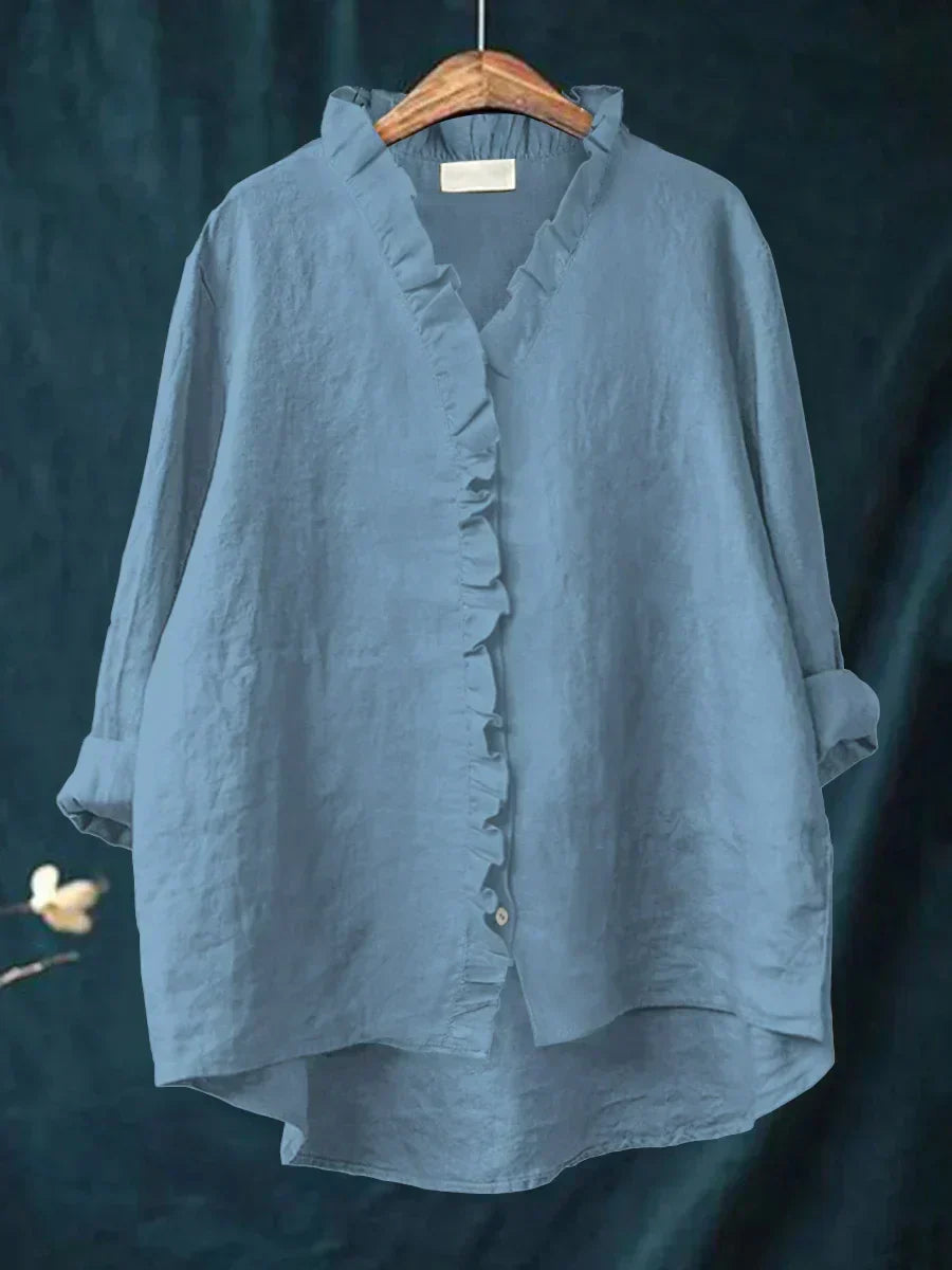 Colette Ruffle Linen Blouse