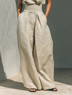 Maria™ | Complete Set with Sleeveless Top and Wide-Leg Trousers in Cotton and Linen