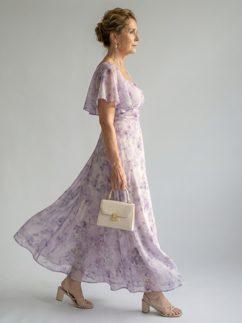 Vaelis |  Flutter Sleeve Maxi Dress