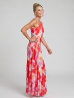 Taya | One Shoulder Pleated Bodice Maxi Dress