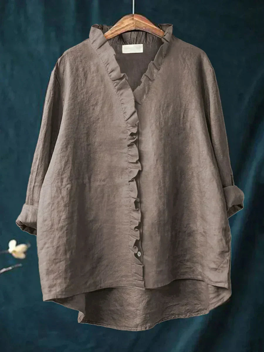 Colette Ruffle Linen Blouse