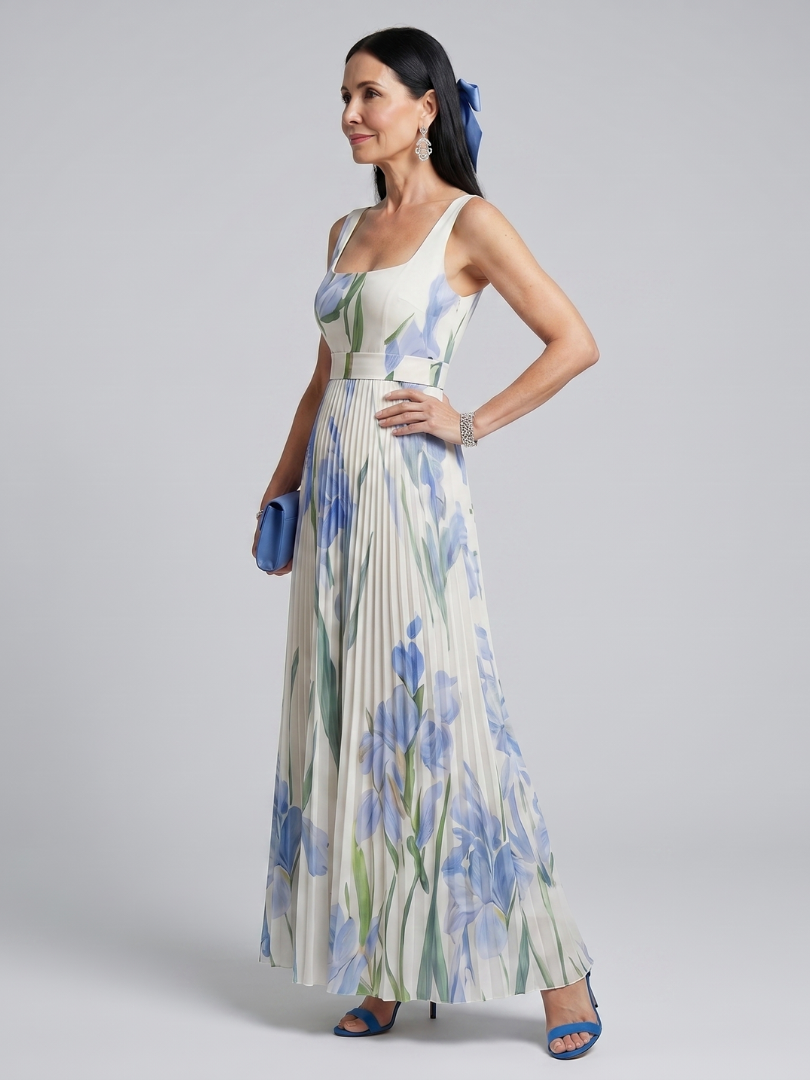 Ophelia | Sleeveless Square Neck Floral Print Maxi Dress