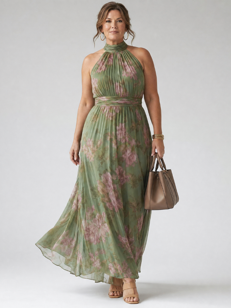 Mirelle | Gathered Halter Maxi Dress