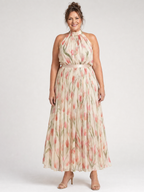 Aurelle | Halter Neck Floral Maxi Dress