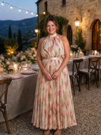 Aurelle | Halter Neck Floral Maxi Dress