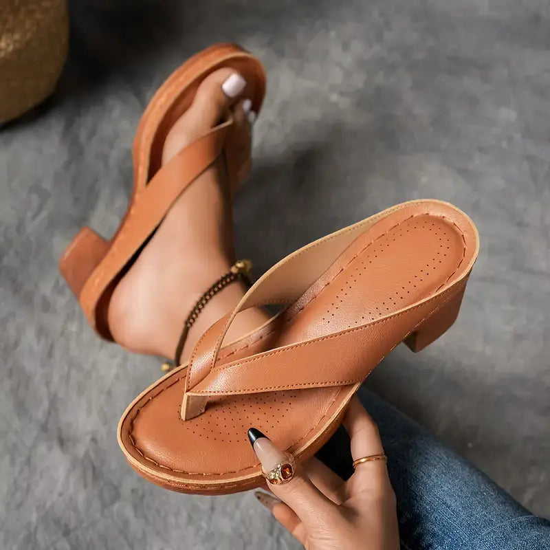 Amalfi Block-Heel Flip Sandal
