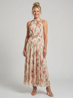 Aurelle | Halter Neck Floral Maxi Dress