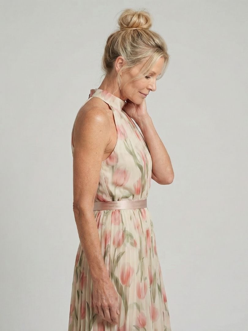 Aurelle | Halter Neck Floral Maxi Dress