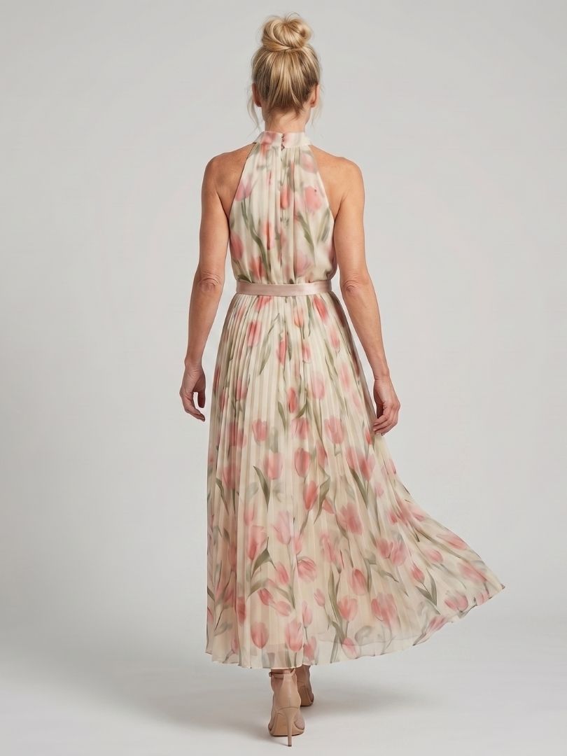 Aurelle | Halter Neck Floral Maxi Dress