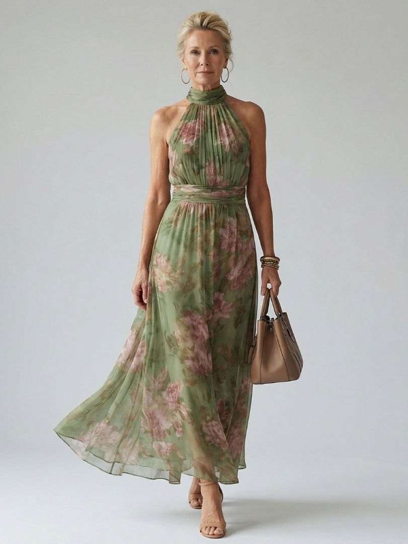 Mirelle | Gathered Halter Maxi Dress