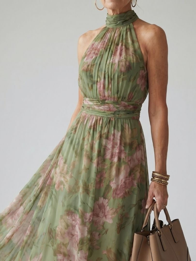 Mirelle | Gathered Halter Maxi Dress