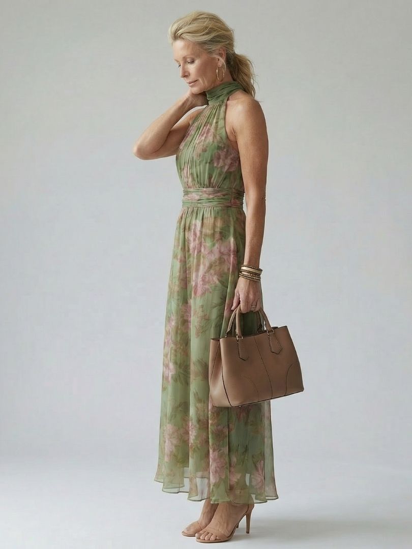 Mirelle | Gathered Halter Maxi Dress