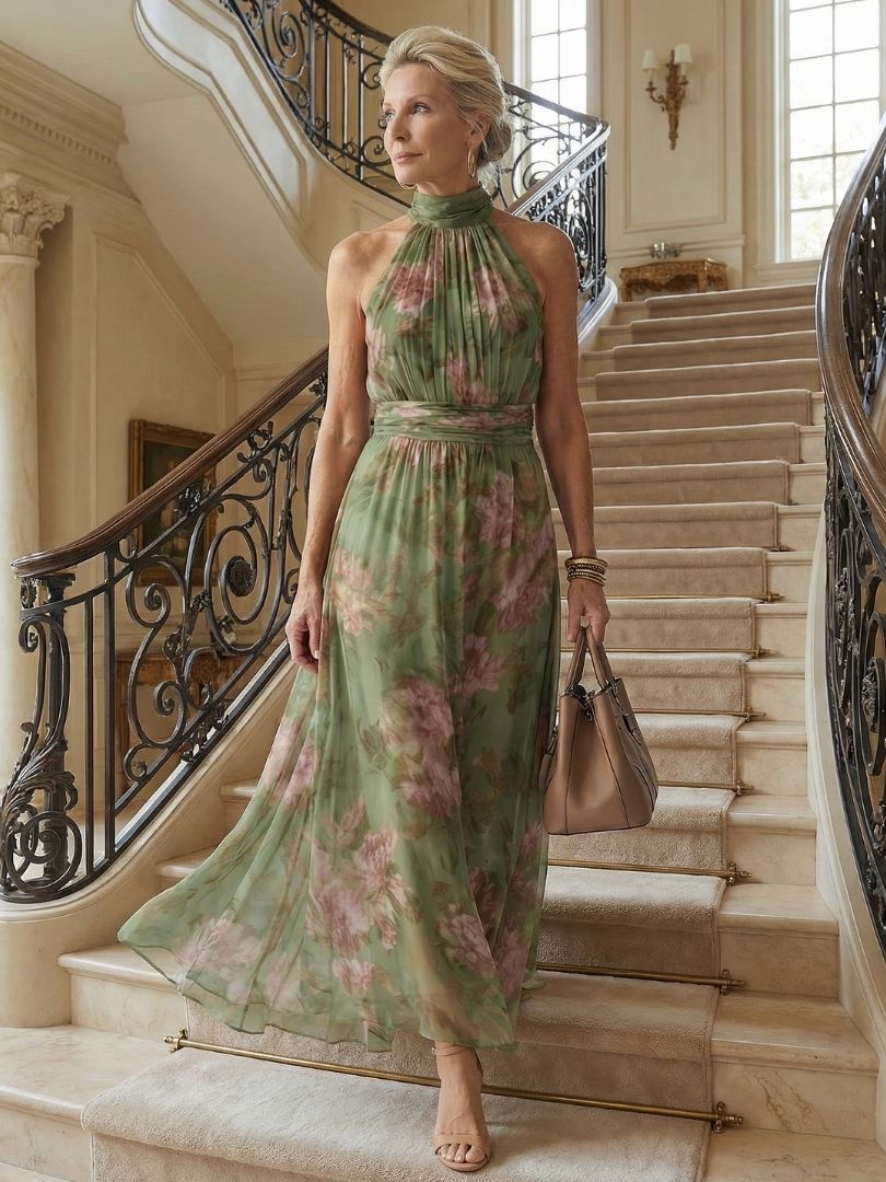 Mirelle | Gathered Halter Maxi Dress