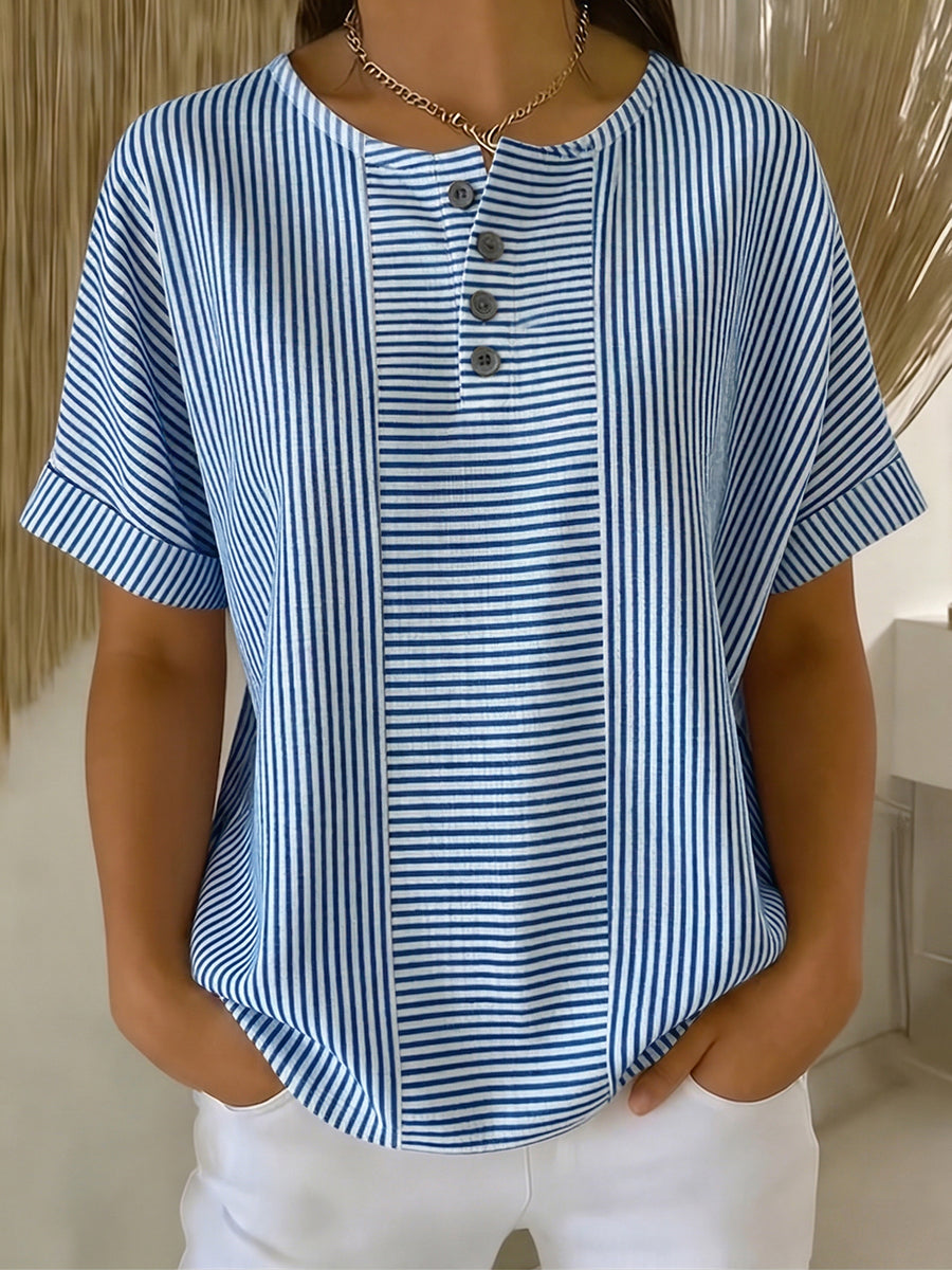 Capri Stripe Henley Blouse