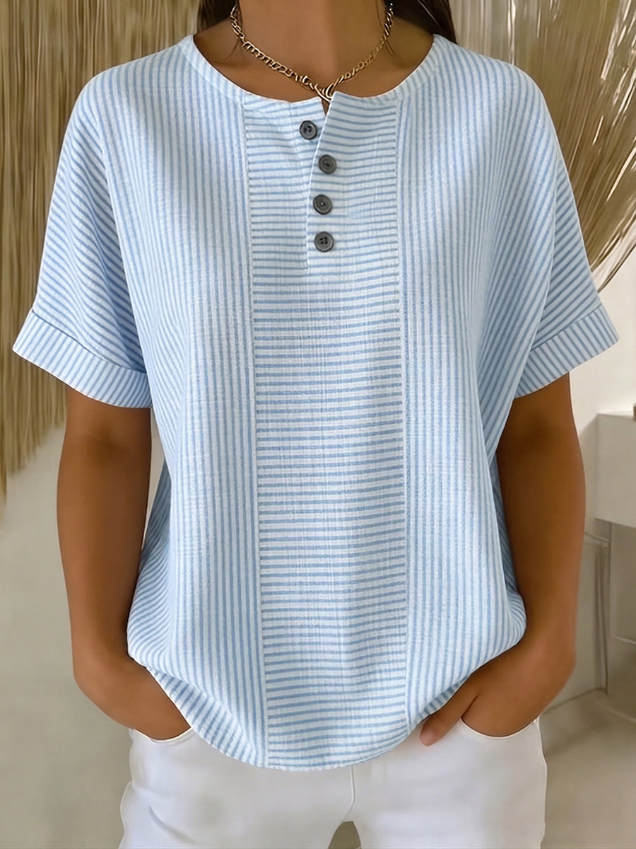 Capri Stripe Henley Blouse
