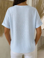 Capri Stripe Henley Blouse