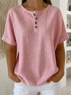 Capri Stripe Henley Blouse