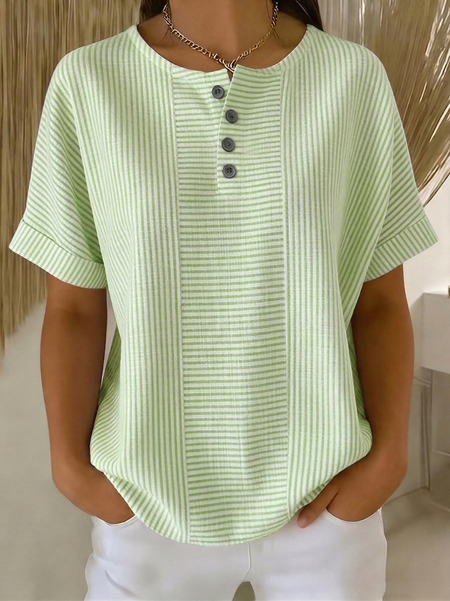 Capri Stripe Henley Blouse