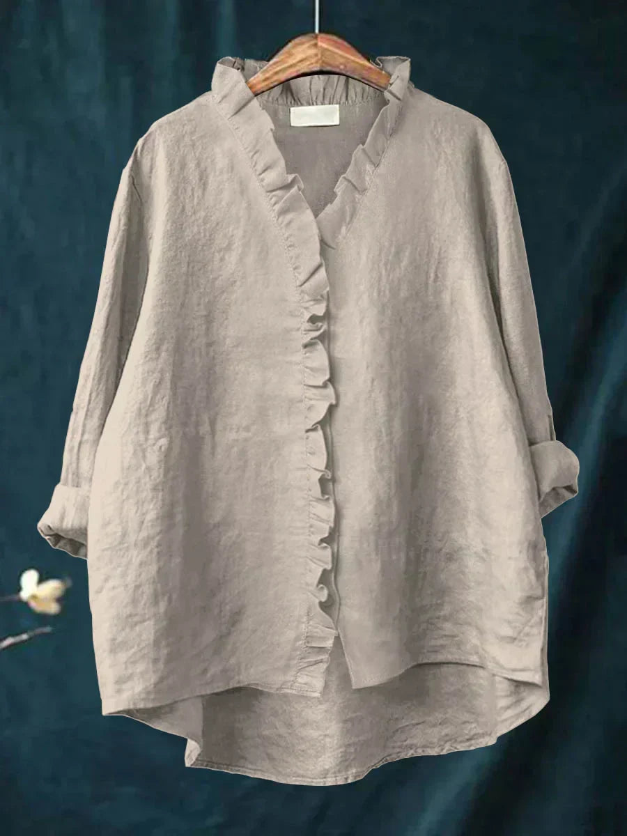 Colette Ruffle Linen Blouse