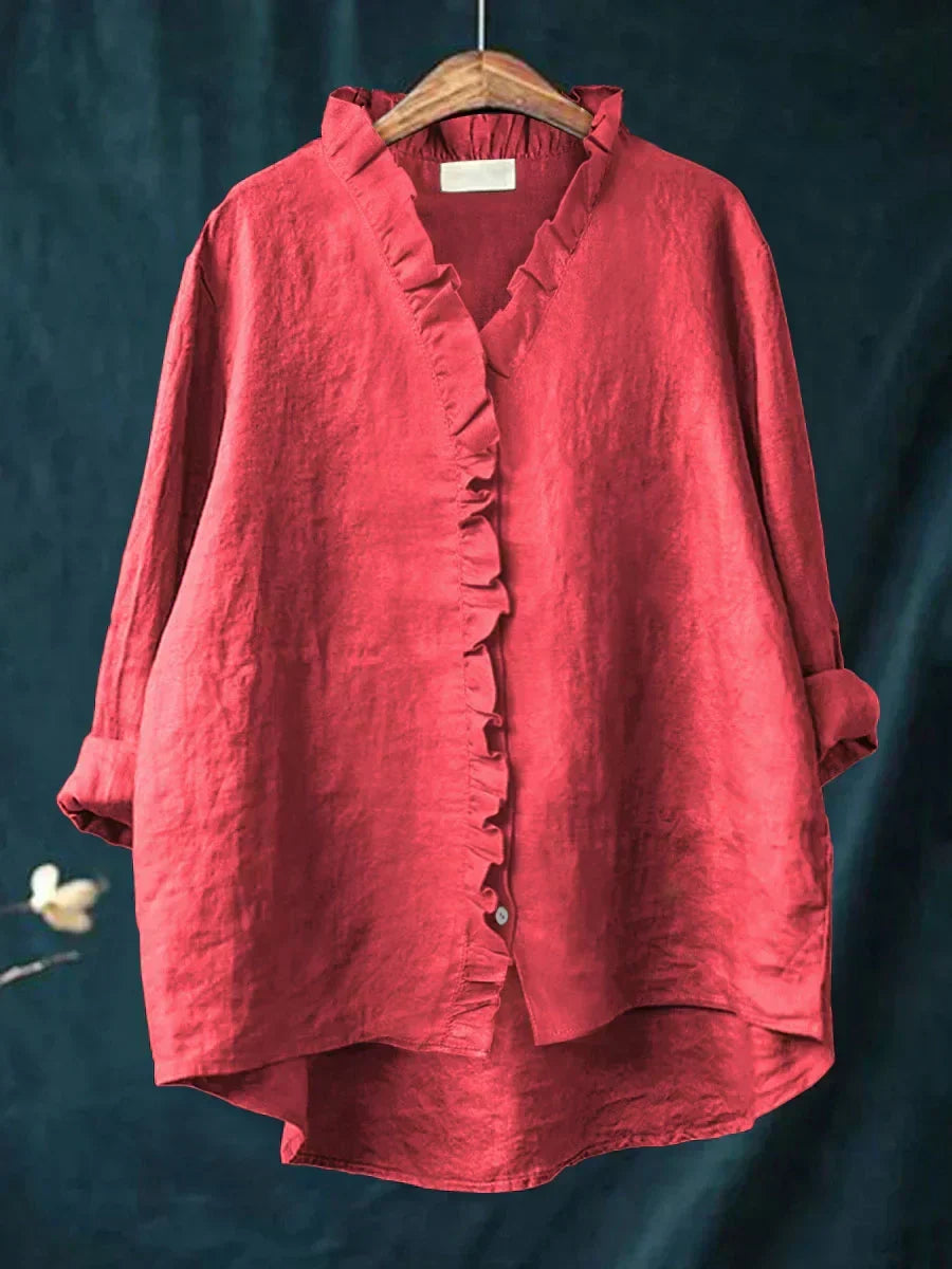 Colette Ruffle Linen Blouse
