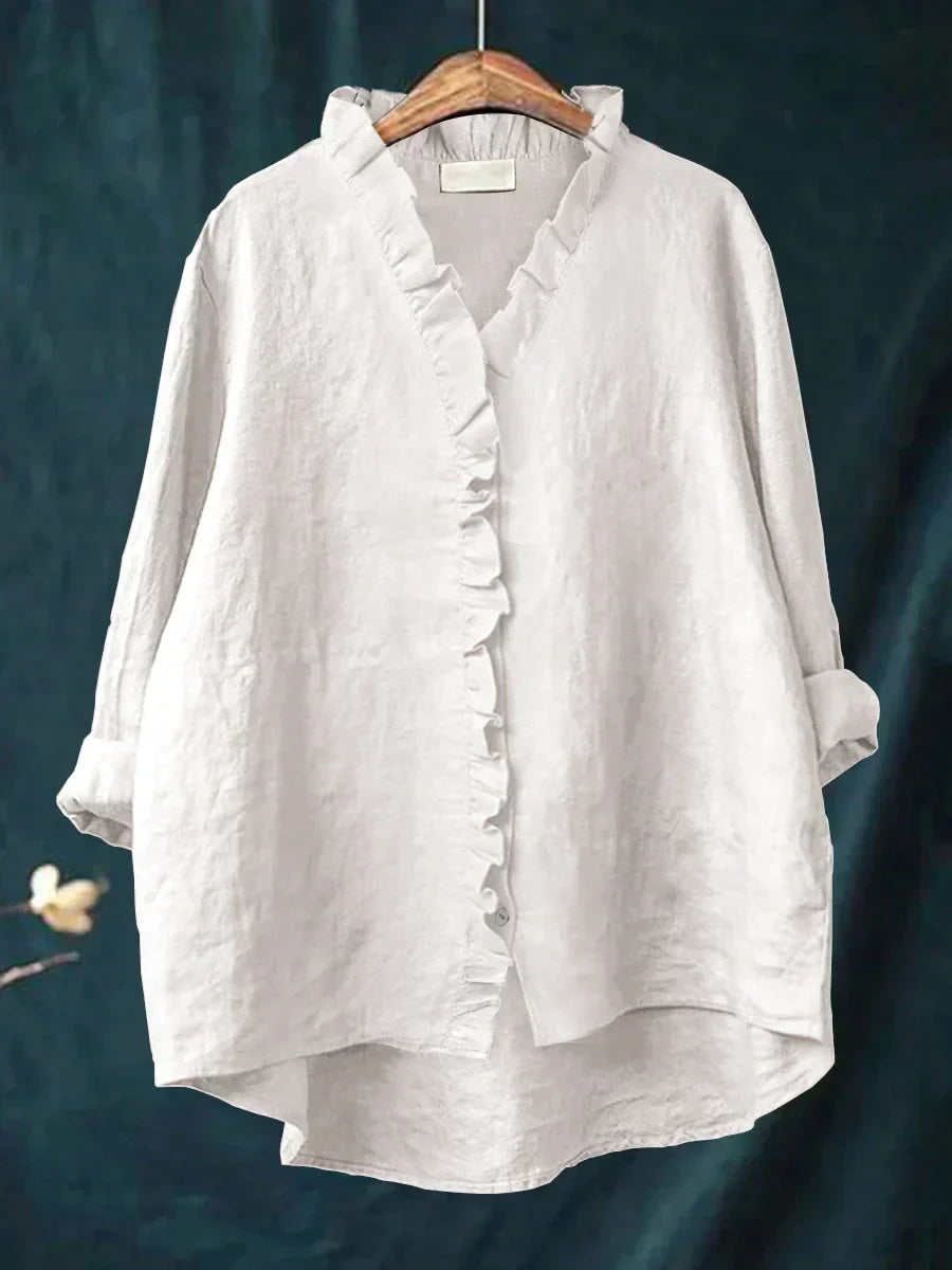Colette Ruffle Linen Blouse